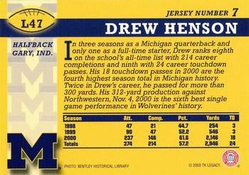 2002 TK Legacy Michigan Wolverines #L47 Drew Henson Back