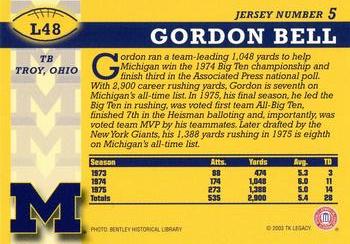 2002 TK Legacy Michigan Wolverines #L48 Gordon Bell Back