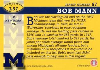 2002 TK Legacy Michigan Wolverines #L57 Bob Mann Back