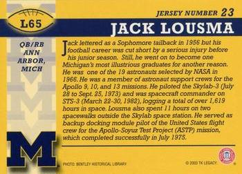 2002 TK Legacy Michigan Wolverines #L65 Jack Lousma Back