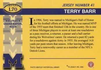 2002 TK Legacy Michigan Wolverines #L70 Terry Barr Back