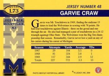 2002 TK Legacy Michigan Wolverines #L73 Garvie Craw Back