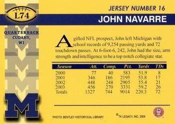2002 TK Legacy Michigan Wolverines #L74 John Navarre Back