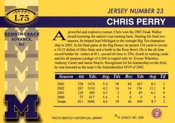 2002 TK Legacy Michigan Wolverines #L75 Chris Perry Back