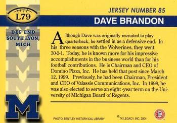 2002 TK Legacy Michigan Wolverines #L79 Dave Brandon Back