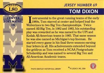 2002 TK Legacy Michigan Wolverines #L80 Tom Dixon Back