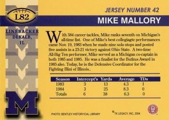2002 TK Legacy Michigan Wolverines #L82 Mike Mallory Back