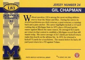 2002 TK Legacy Michigan Wolverines #L83 Gil Chapman Back