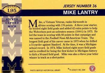 2002 TK Legacy Michigan Wolverines #L95 Mike Lantry Back