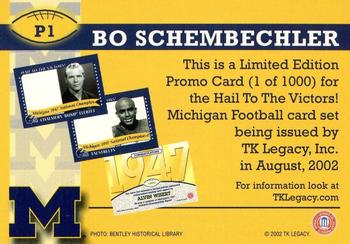 2002 TK Legacy Michigan Wolverines #P1 Bo Schembechler Back
