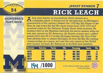 2002 TK Legacy Michigan Wolverines - All Century Team #S4 Rick Leach Back