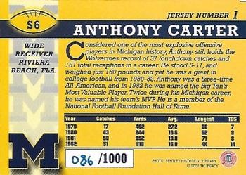 2002 TK Legacy Michigan Wolverines - All Century Team #S6 Anthony Carter Back