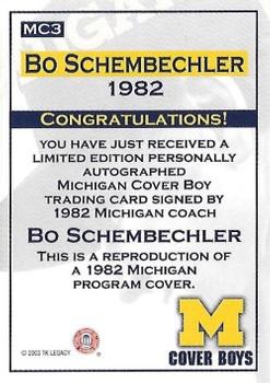 2002 TK Legacy Michigan Wolverines - Cover Boys Autographs #MC3 Bo Schembechler Back