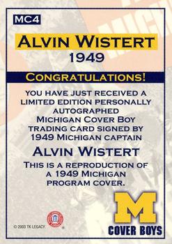 2002 TK Legacy Michigan Wolverines - Cover Boys Autographs #MC4 Alvin Wistert Back