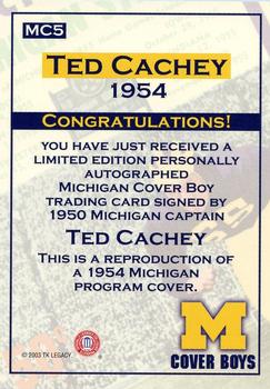 2002 TK Legacy Michigan Wolverines - Cover Boys Autographs #MC5 Ted Cachey Back