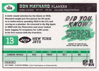 2017 Panini Classics - Full Name #166 Don Maynard Back