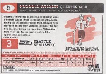 2017 Panini Classics - Red Back #31 Russell Wilson Back