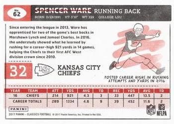 2017 Panini Classics - Red Back #62 Spencer Ware Back