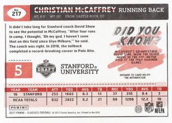 2017 Panini Classics - Red Back #217 Christian McCaffrey Back