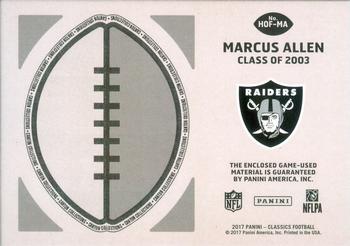 2017 Panini Classics - Canton Collections Swatches #HOF-MA Marcus Allen Back