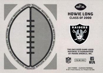 2017 Panini Classics - Canton Collections Swatches Prime #HOF-HL Howie Long Back