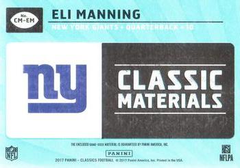 2017 Panini Classics - Classic Materials #CM-EM Eli Manning Back