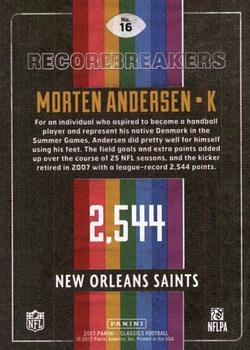 2017 Panini Classics - Record Breakers #16 Morten Andersen Back