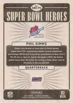 2017 Panini Classics - Super Bowl Heroes Gold #SBH-PS Phil Simms Back