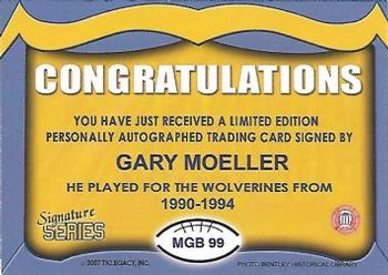 2002 TK Legacy Michigan Wolverines - Go Blue Autographs #MGB99 Gary Moeller Back