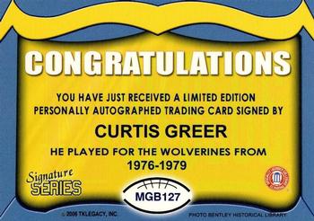 2002 TK Legacy Michigan Wolverines - Go Blue Autographs #MGB127 Curtis Greer Back