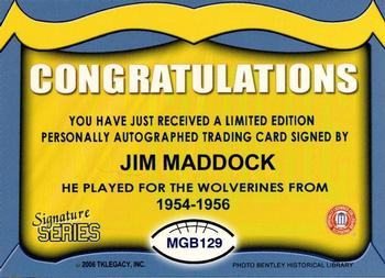 2002 TK Legacy Michigan Wolverines - Go Blue Autographs #MGB129 Jim Maddock Back