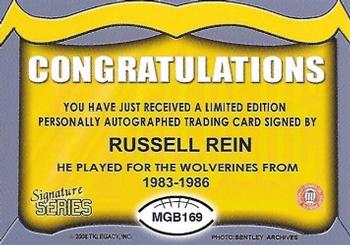 2002 TK Legacy Michigan Wolverines - Go Blue Autographs #MGB169 Russell Rein Back