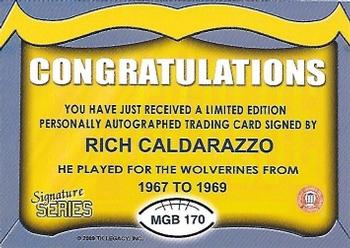 2002 TK Legacy Michigan Wolverines - Go Blue Autographs #MGB170 Rich Caldarazzo Back