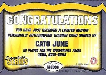 2002 TK Legacy Michigan Wolverines - Go Blue Autographs #MGB36 Cato June Back