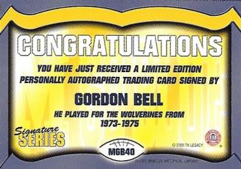 2002 TK Legacy Michigan Wolverines - Go Blue Autographs #MGB40 Gordon Bell Back