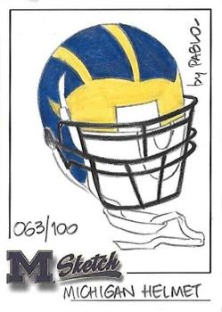 2002 TK Legacy Michigan Wolverines - Hand Drawn Sketches #NNO Michigan Helmet Front