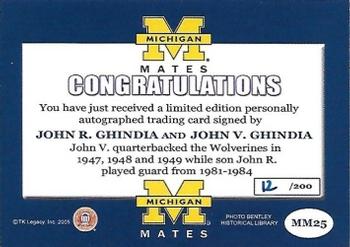 2002 TK Legacy Michigan Wolverines - Mates Autographs #MM25 John V. Ghindia / John R. Ghindia Back