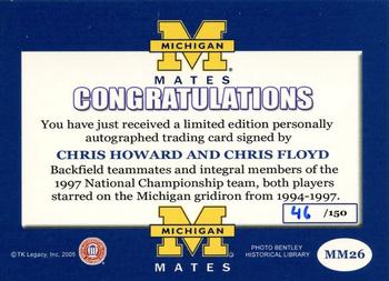 2002 TK Legacy Michigan Wolverines - Mates Autographs #MM26 Chris Howard / Chris Floyd Back