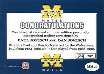 2002 TK Legacy Michigan Wolverines - Mates Autographs #MM27 Paul Jokish / Dan Jokisch Back