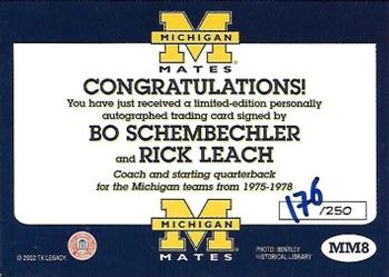 2002 TK Legacy Michigan Wolverines - Mates Autographs #MM8 Bo Schembechler / Rick Leach Back