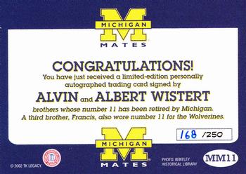 2002 TK Legacy Michigan Wolverines - Mates Autographs #MM11 Albert Wistert / Alvin Wistert Back