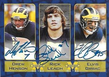 2002 TK Legacy Michigan Wolverines - Mates Autographs #MM14 Drew Henson / Rick Leach / Elvis Grbac Front