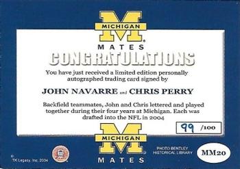 2002 TK Legacy Michigan Wolverines - Mates Autographs #MM20 John Navarre / Chris Perry Back