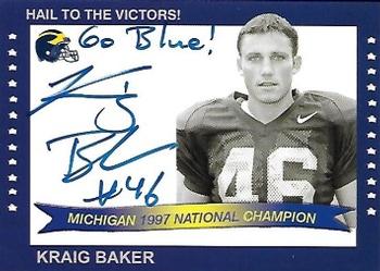 2002 TK Legacy Michigan Wolverines - National Champions Autographs #1997E Kraig Baker Front