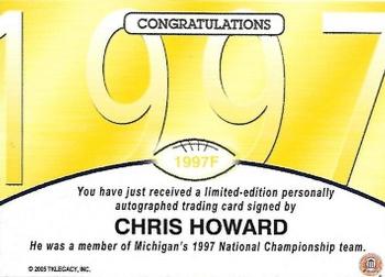 2002 TK Legacy Michigan Wolverines - National Champions Autographs #1997F Chris Howard Back