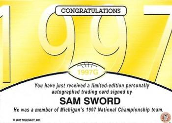2002 TK Legacy Michigan Wolverines - National Champions Autographs #1997G Sam Sword Back