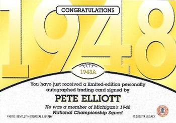 2002 TK Legacy Michigan Wolverines - National Champions Autographs #1948A Pete Elliott Back