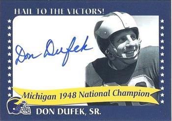 2002 TK Legacy Michigan Wolverines - National Champions Autographs #1948D Don Dufek Sr. Front
