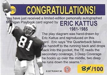 2002 TK Legacy Michigan Wolverines - Playbook Autographs #MP10 Eric Kattus Back