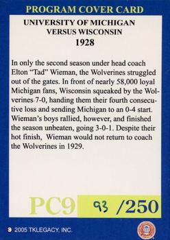 2002 TK Legacy Michigan Wolverines - Program Covers #PC9 1928 vs Wisconsin Back